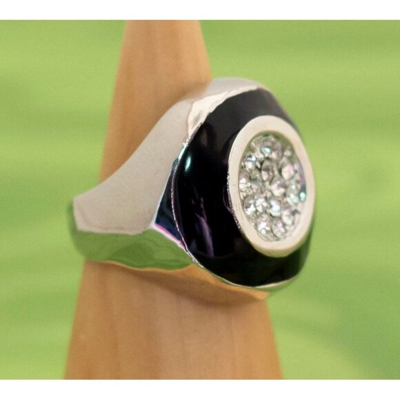 Vintage Art Deco Rhinestone Flurry Circle Statement Ring Size 7 - W2 - Picture 2 of 3